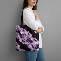 Puakenikeni Maile Lei Tote Bag Frangipani Purple Tropical Leaves LT01 - Polynesian Pride