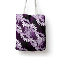 Puakenikeni Maile Lei Tote Bag Frangipani Purple Tropical Leaves LT01 - Polynesian Pride