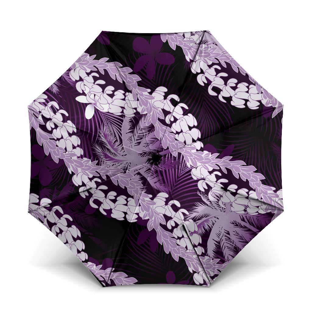 Puakenikeni Maile Lei Umbrella Frangipani Purple Tropical Leaves LT01 One Size Folded 11.42 inch Opened Diameter 37.4 inch Purple - Polynesian Pride
