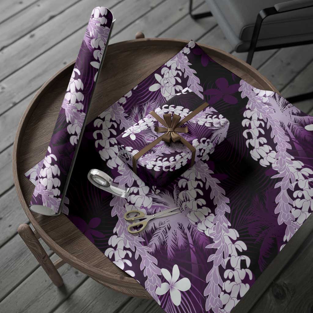 Puakenikeni Maile Lei Wrapping Paper Frangipani Purple Tropical Leaves LT01 - Polynesian Pride