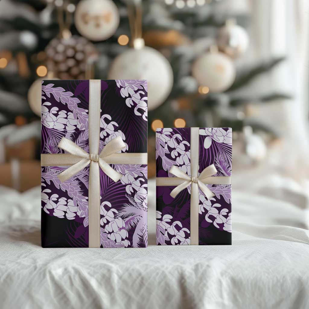 Puakenikeni Maile Lei Wrapping Paper Frangipani Purple Tropical Leaves LT01 - Polynesian Pride