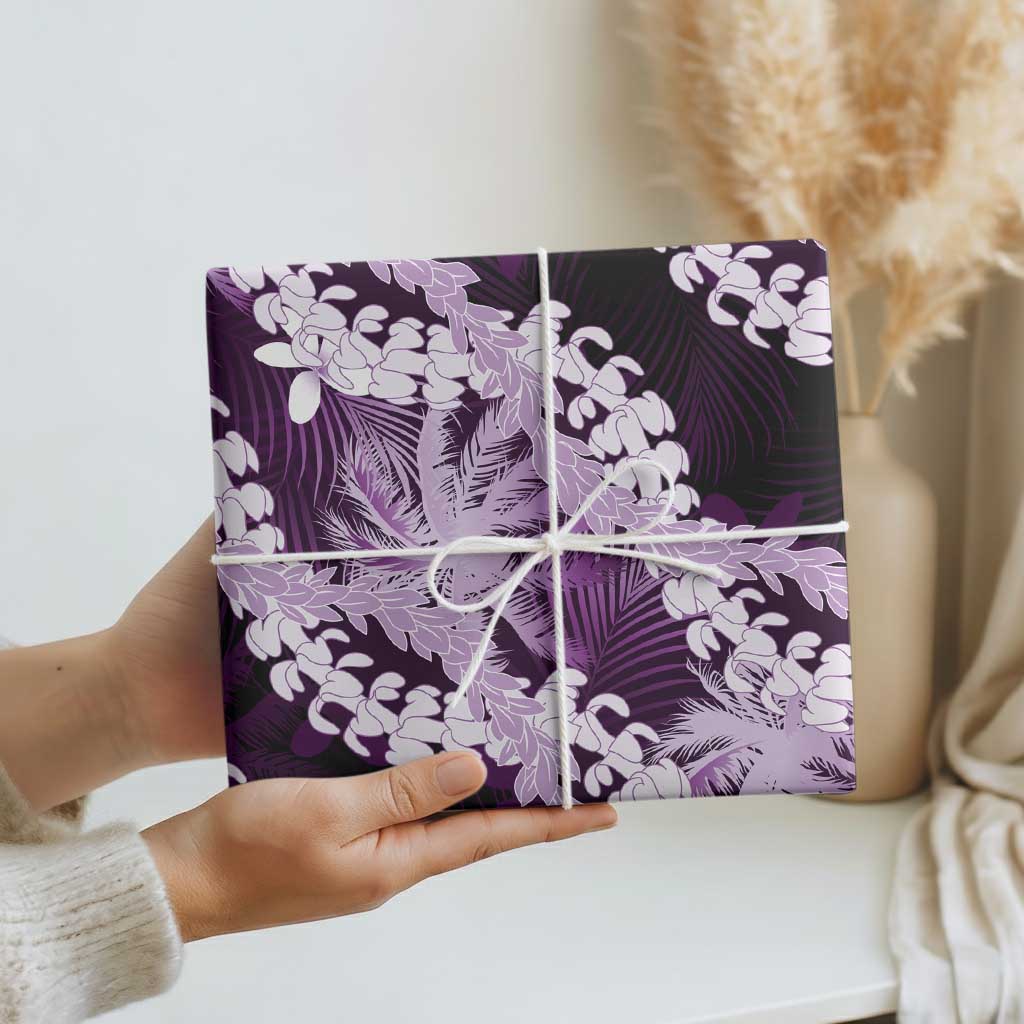 Puakenikeni Maile Lei Wrapping Paper Frangipani Purple Tropical Leaves LT01 - Polynesian Pride