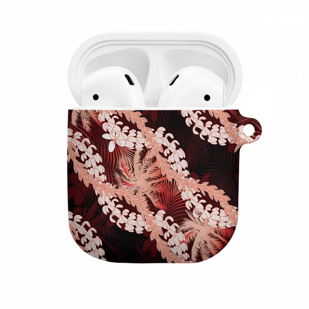 Puakenikeni Maile Lei AirPods Case Frangipani Red Tropical Leaves LT01 Red - Polynesian Pride