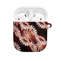Puakenikeni Maile Lei AirPods Case Frangipani Red Tropical Leaves LT01 Red - Polynesian Pride