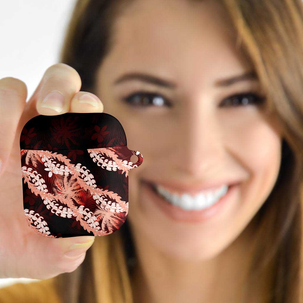 Puakenikeni Maile Lei AirPods Case Frangipani Red Tropical Leaves LT01 - Polynesian Pride