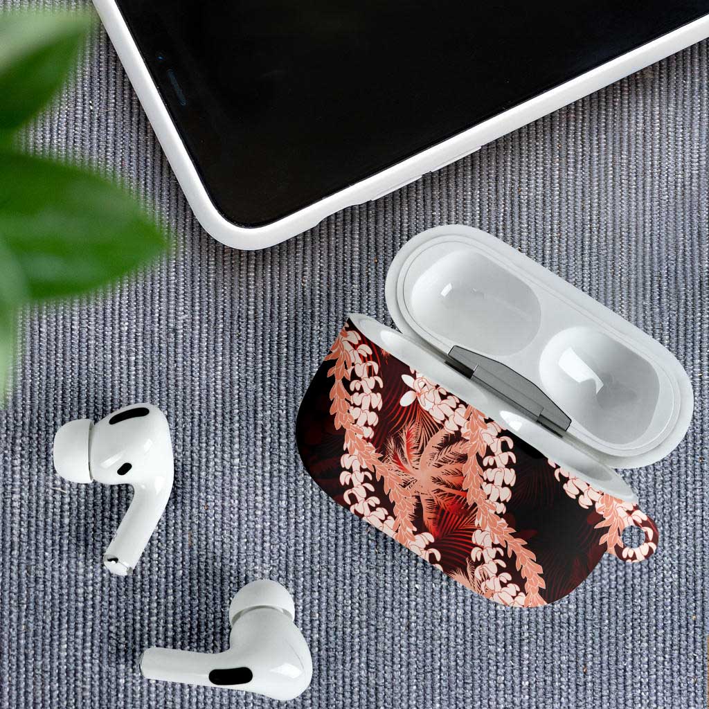Puakenikeni Maile Lei AirPods Case Frangipani Red Tropical Leaves LT01 - Polynesian Pride