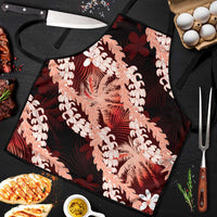 Puakenikeni Maile Lei Apron Frangipani Red Tropical Leaves LT01 Red - Polynesian Pride