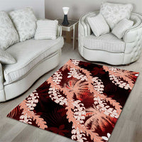 Puakenikeni Maile Lei Area Rug Frangipani Red Tropical Leaves