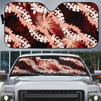 Puakenikeni Maile Lei Auto Sun Shade Frangipani Red Tropical Leaves LT01 Red - Polynesian Pride