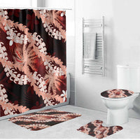 Puakenikeni Maile Lei Bathroom Set Frangipani Red Tropical Leaves LT01 Bathroom Set (4 pcs) Red - Polynesian Pride