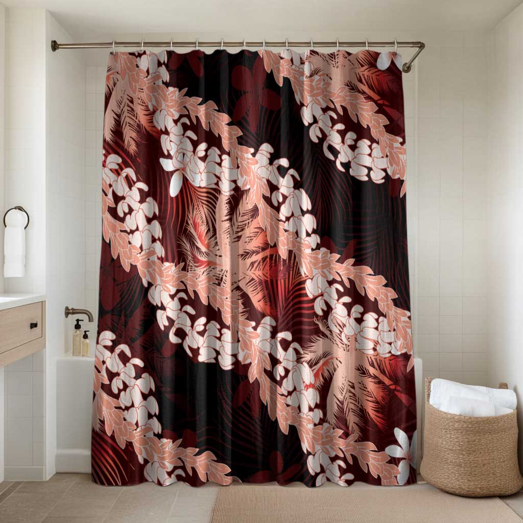 Puakenikeni Maile Lei Bathroom Set Frangipani Red Tropical Leaves LT01 Shower Curtain Only Red - Polynesian Pride