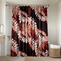 Puakenikeni Maile Lei Bathroom Set Frangipani Red Tropical Leaves LT01 Shower Curtain Only Red - Polynesian Pride