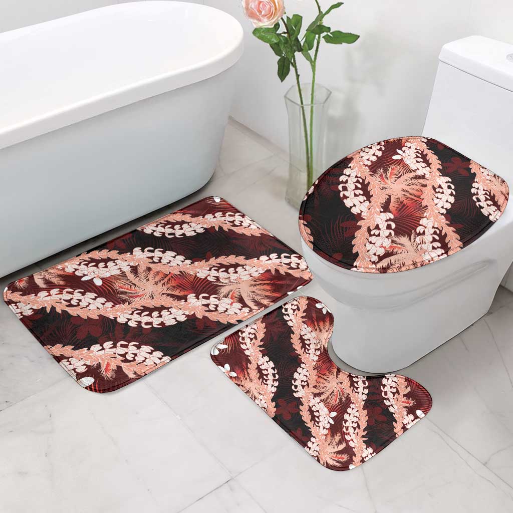 Puakenikeni Maile Lei Bathroom Set Frangipani Red Tropical Leaves LT01 - Polynesian Pride