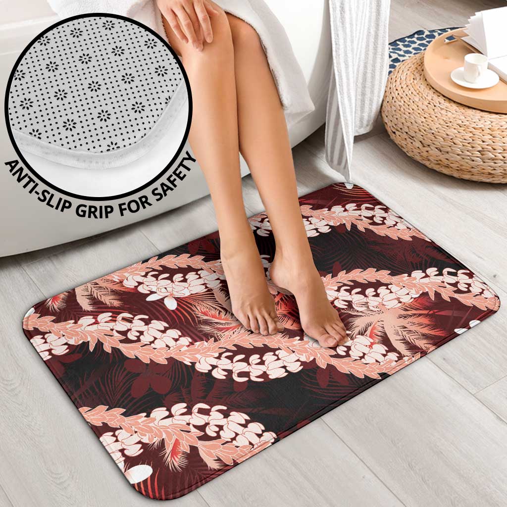 Puakenikeni Maile Lei Bathroom Set Frangipani Red Tropical Leaves LT01 - Polynesian Pride