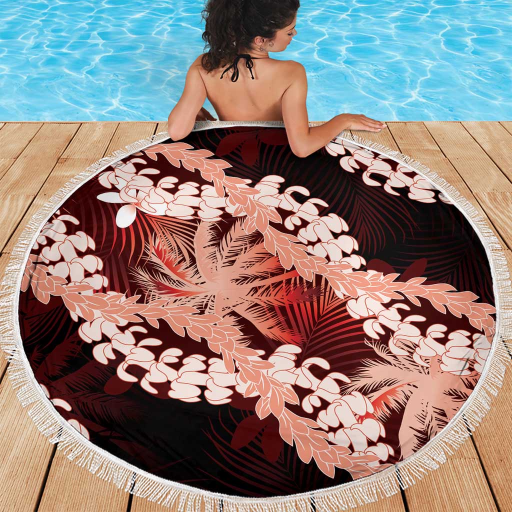 Puakenikeni Maile Lei Beach Blanket Frangipani Red Tropical Leaves LT01 - Polynesian Pride