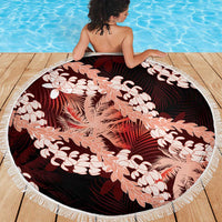 Puakenikeni Maile Lei Beach Blanket Frangipani Red Tropical Leaves LT01 - Polynesian Pride