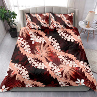 Puakenikeni Maile Lei Bedding Set Frangipani Red Tropical Leaves LT01 - Polynesian Pride