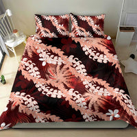 Puakenikeni Maile Lei Bedding Set Frangipani Red Tropical Leaves LT01 - Polynesian Pride