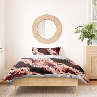 Puakenikeni Maile Lei Bedding Set Frangipani Red Tropical Leaves LT01 - Polynesian Pride