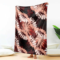 Puakenikeni Maile Lei Blanket Frangipani Red Tropical Leaves LT01 - Polynesian Pride