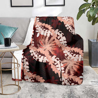 Puakenikeni Maile Lei Blanket Frangipani Red Tropical Leaves LT01 - Polynesian Pride