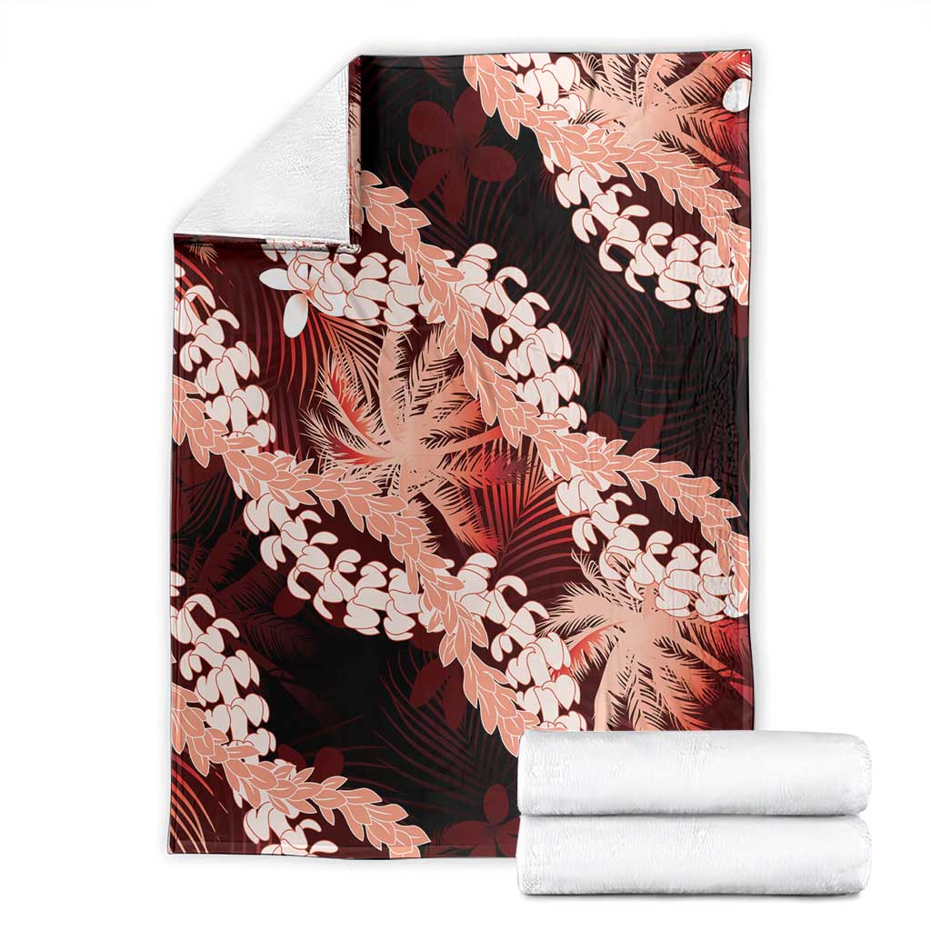 Puakenikeni Maile Lei Blanket Frangipani Red Tropical Leaves LT01 - Polynesian Pride