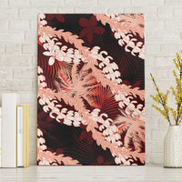 Puakenikeni Maile Lei Canvas Wall Art Frangipani Red Tropical Leaves LT01 Without Frame Red - Polynesian Pride