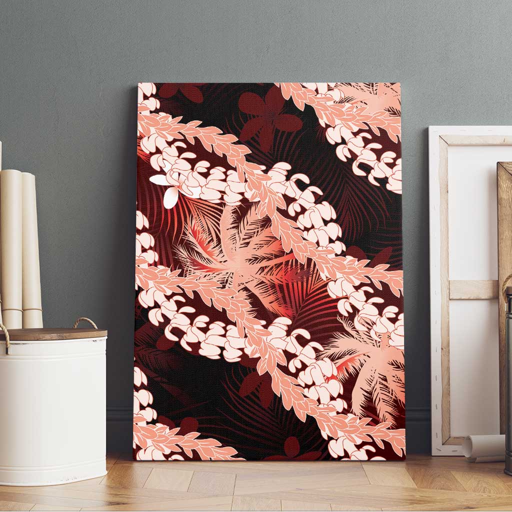 Puakenikeni Maile Lei Canvas Wall Art Frangipani Red Tropical Leaves LT01 - Polynesian Pride