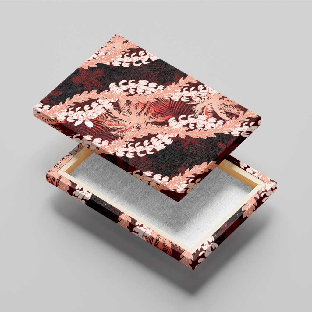 Puakenikeni Maile Lei Canvas Wall Art Frangipani Red Tropical Leaves LT01 - Polynesian Pride