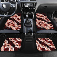 Puakenikeni Maile Lei Car Mats Frangipani Red Tropical Leaves