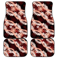 Puakenikeni Maile Lei Car Mats Frangipani Red Tropical Leaves