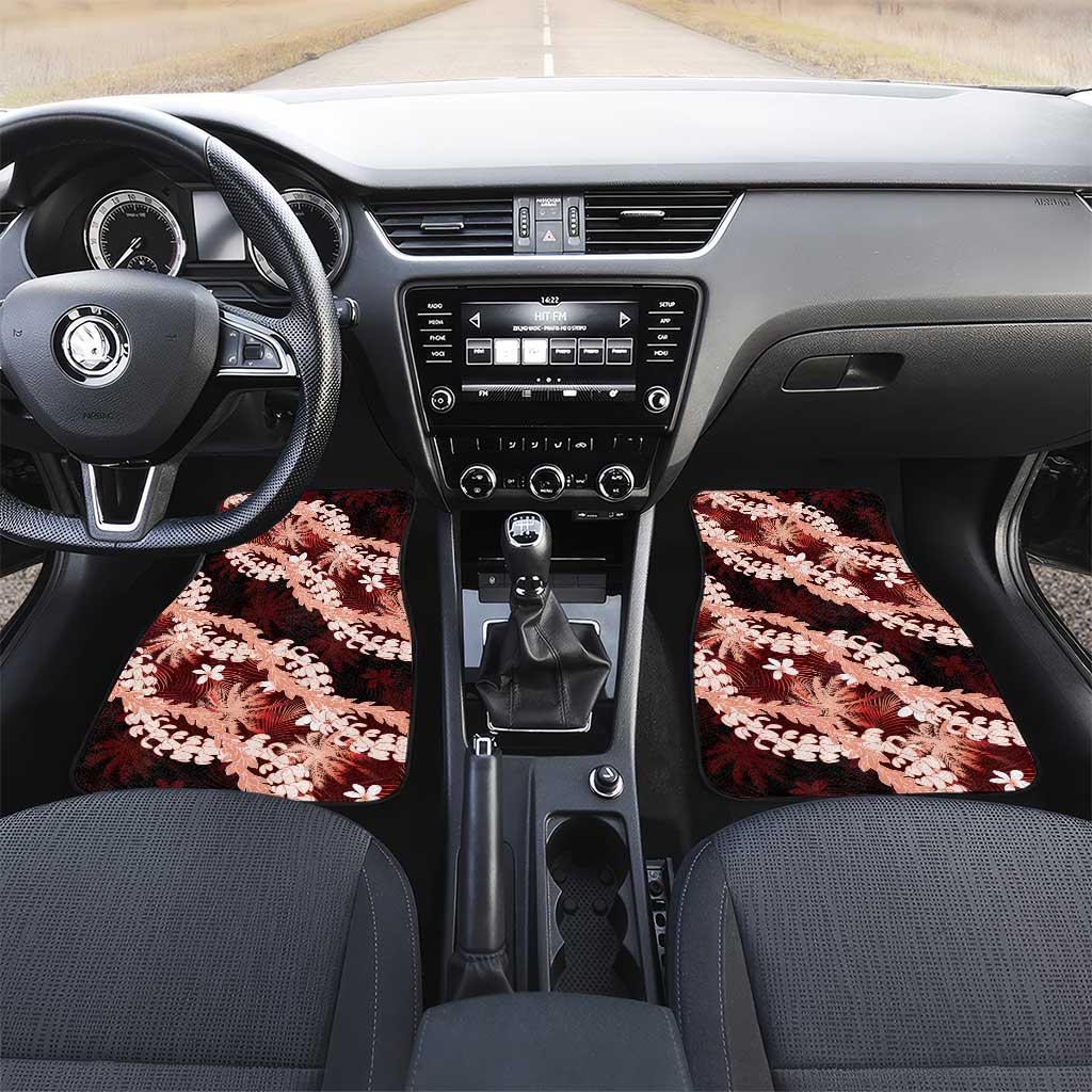 Puakenikeni Maile Lei Car Mats Frangipani Red Tropical Leaves