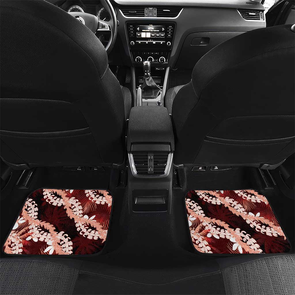 Puakenikeni Maile Lei Car Mats Frangipani Red Tropical Leaves