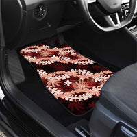 Puakenikeni Maile Lei Car Mats Frangipani Red Tropical Leaves