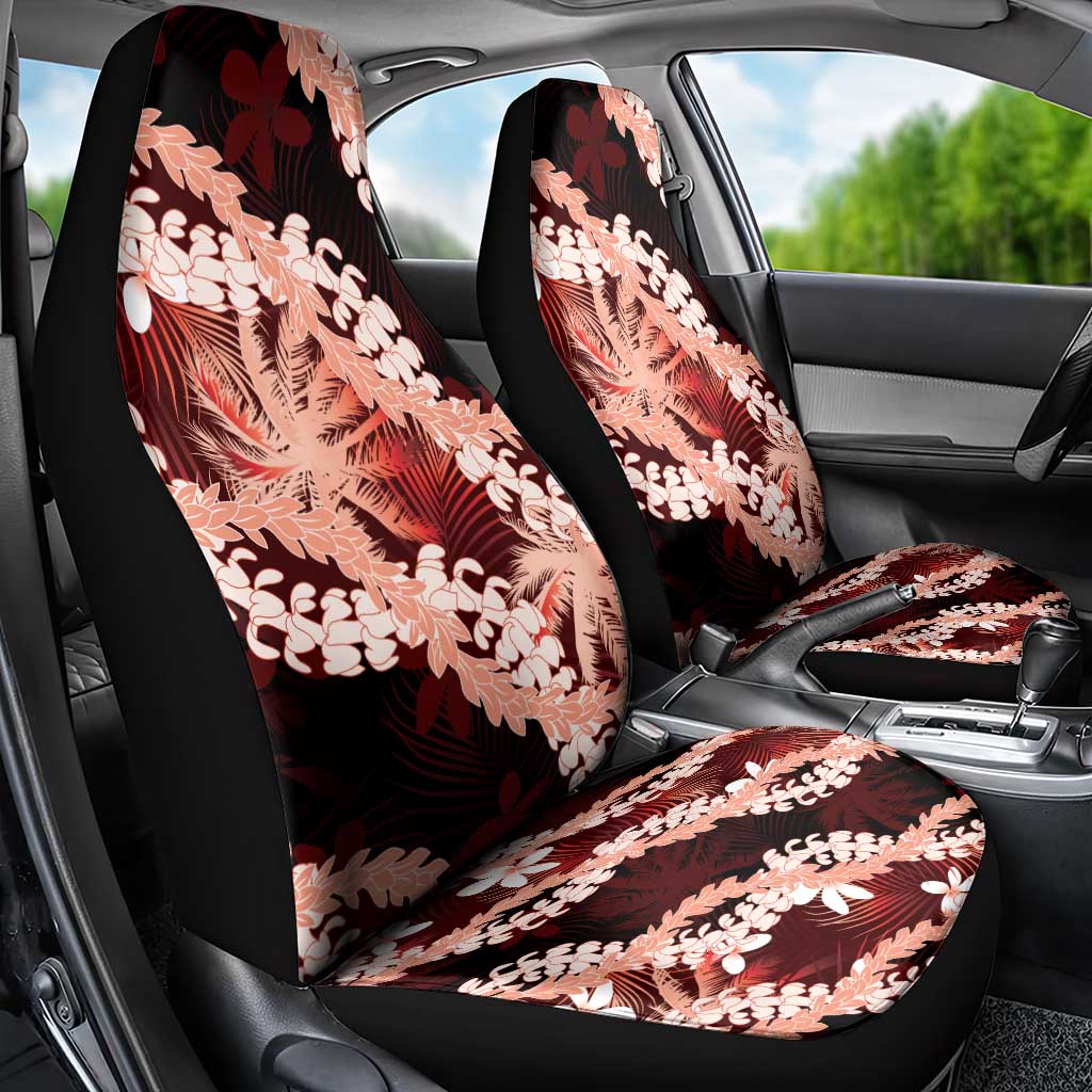 Puakenikeni Maile Lei Car Seat Cover Frangipani Red Tropical Leaves LT01 - Polynesian Pride
