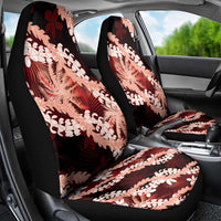 Puakenikeni Maile Lei Car Seat Cover Frangipani Red Tropical Leaves LT01 - Polynesian Pride