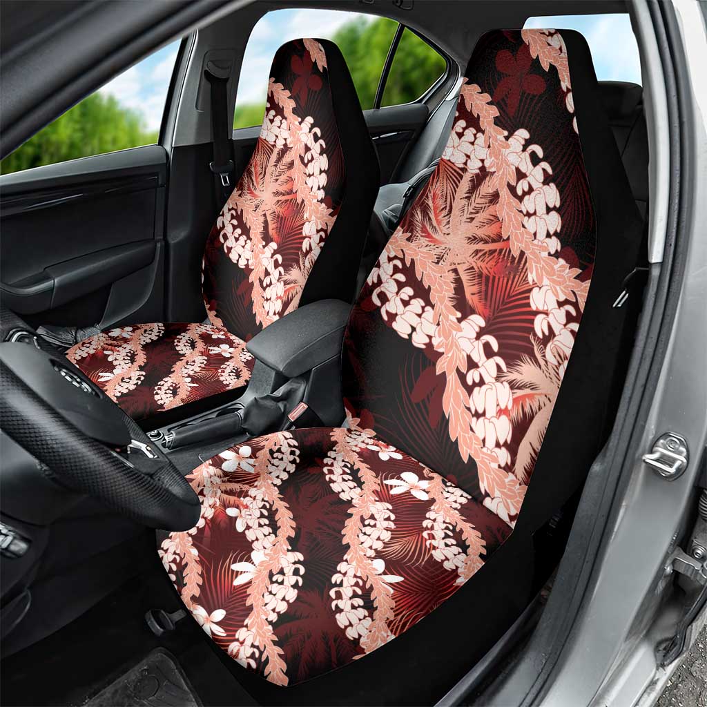 Puakenikeni Maile Lei Car Seat Cover Frangipani Red Tropical Leaves LT01 - Polynesian Pride