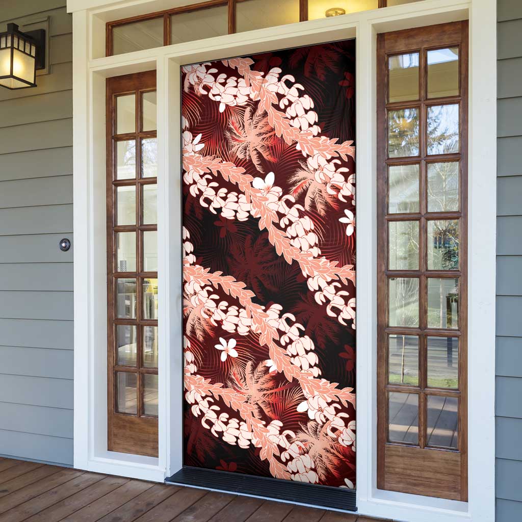 Puakenikeni Maile Lei Door Cover Frangipani Red Tropical Leaves LT01 - Polynesian Pride