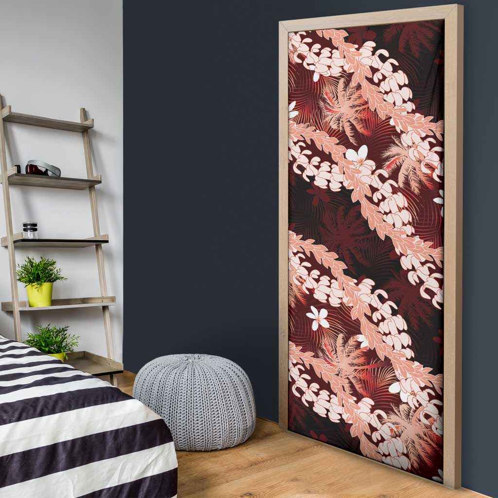Puakenikeni Maile Lei Door Cover Frangipani Red Tropical Leaves LT01 - Polynesian Pride