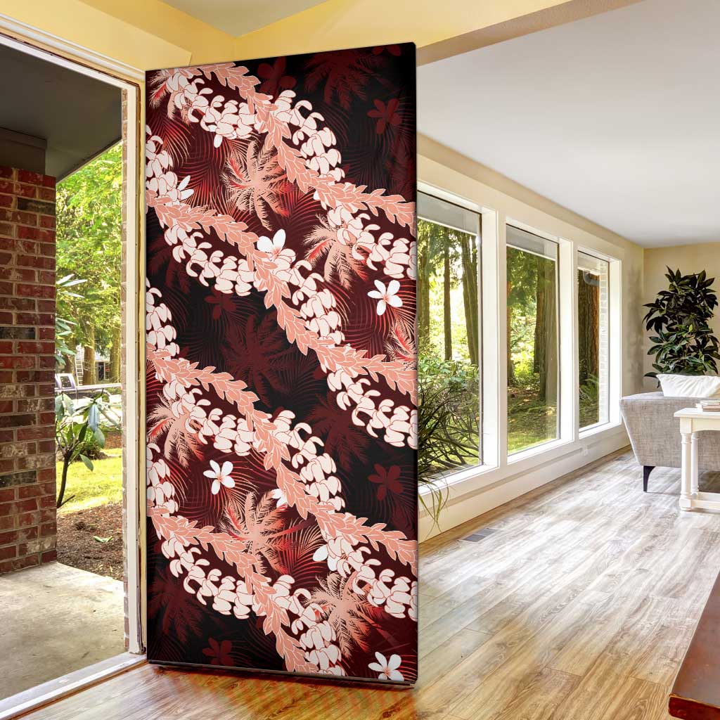 Puakenikeni Maile Lei Door Cover Frangipani Red Tropical Leaves LT01 - Polynesian Pride