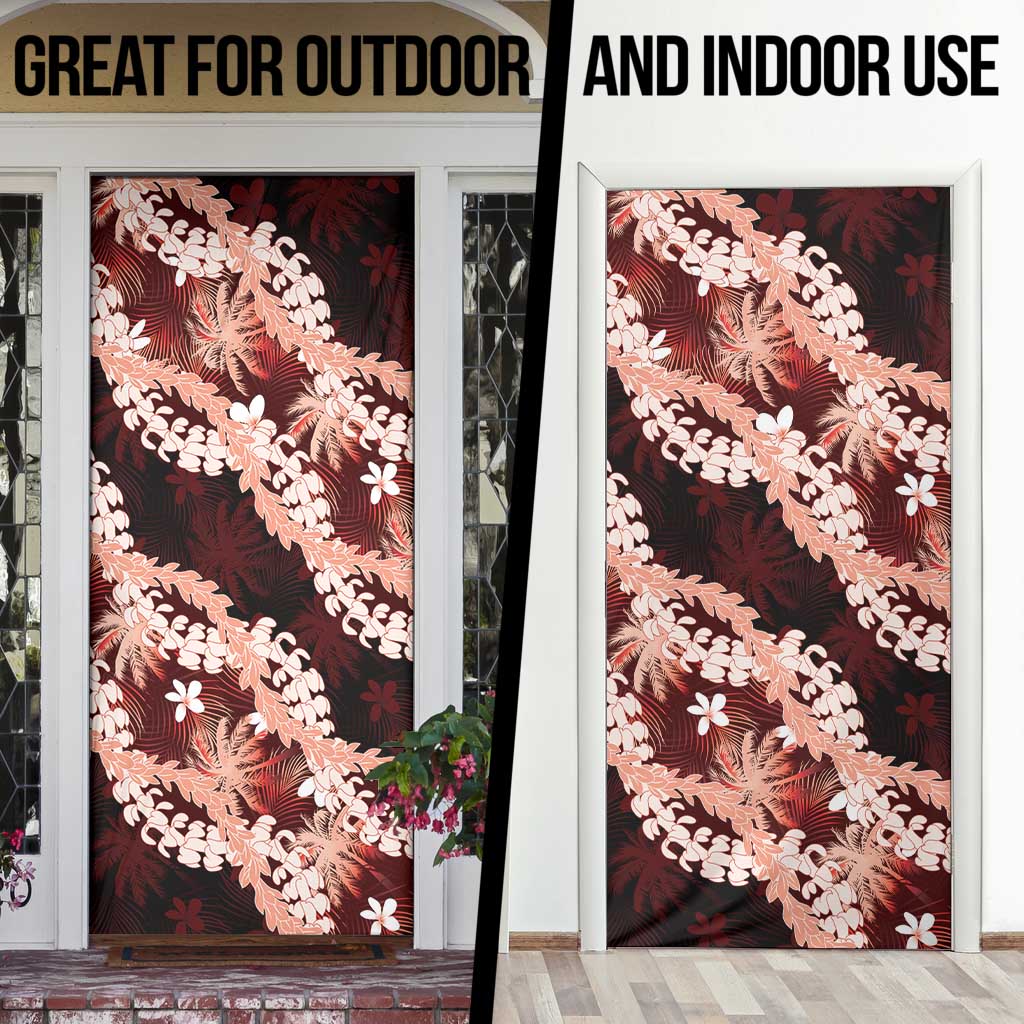 Puakenikeni Maile Lei Door Cover Frangipani Red Tropical Leaves LT01 - Polynesian Pride