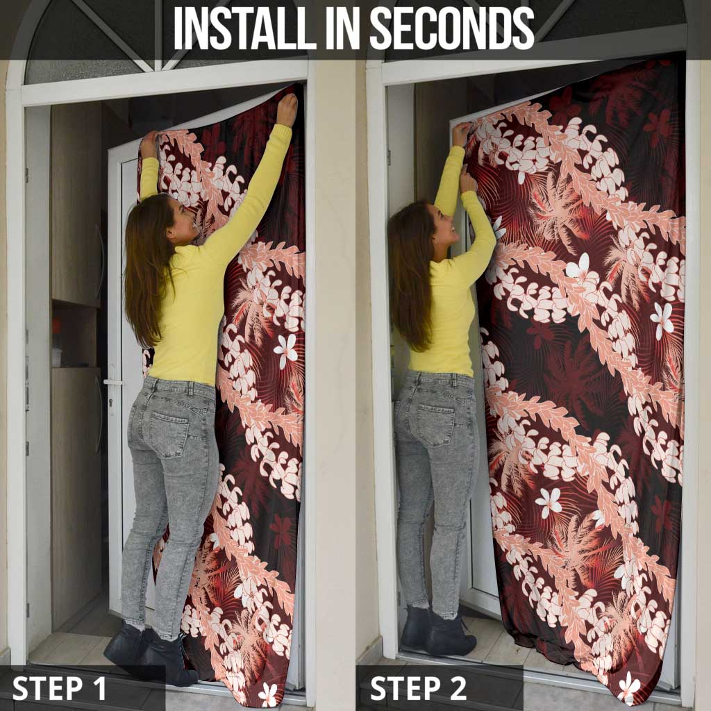 Puakenikeni Maile Lei Door Cover Frangipani Red Tropical Leaves LT01 - Polynesian Pride