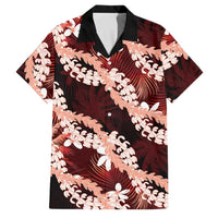 Puakenikeni Maile Lei Family Matching Mermaid Dress and Hawaiian Shirt Frangipani Red Tropical Leaves
