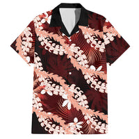 Puakenikeni Maile Lei Hawaiian Shirt Frangipani Red Tropical Leaves LT01 Red - Polynesian Pride