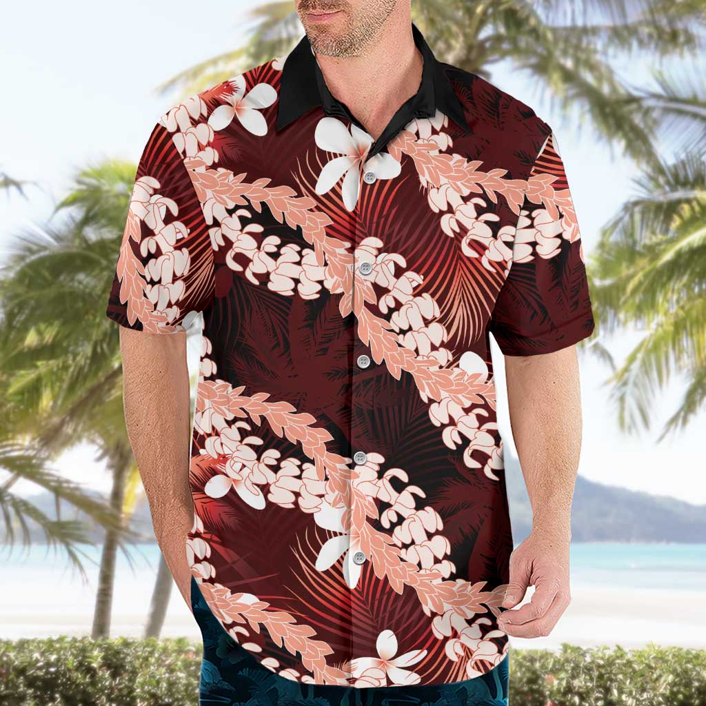 Puakenikeni Maile Lei Hawaiian Shirt Frangipani Red Tropical Leaves LT01 - Polynesian Pride