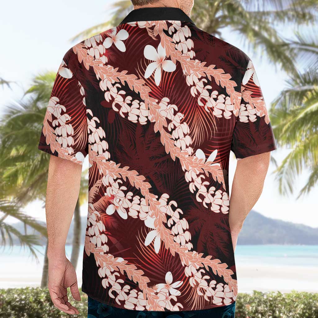 Puakenikeni Maile Lei Hawaiian Shirt Frangipani Red Tropical Leaves LT01 - Polynesian Pride