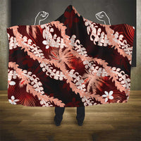 Puakenikeni Maile Lei Hooded Blanket Frangipani Red Tropical Leaves LT01 - Polynesian Pride