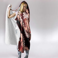Puakenikeni Maile Lei Hooded Blanket Frangipani Red Tropical Leaves LT01 - Polynesian Pride
