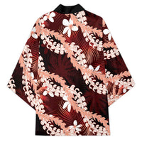 Puakenikeni Maile Lei Kimono Frangipani Red Tropical Leaves LT01 - Polynesian Pride
