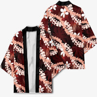 Puakenikeni Maile Lei Kimono Frangipani Red Tropical Leaves LT01 - Polynesian Pride